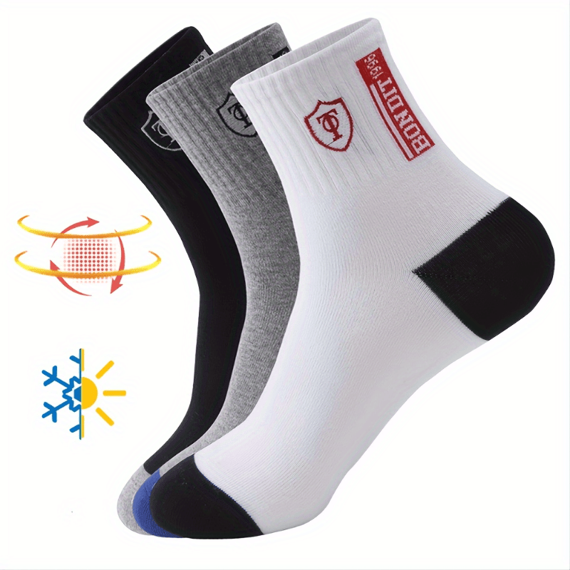 Men's Embroidered Crest Athletic Ankle Socks (6 Pairs)