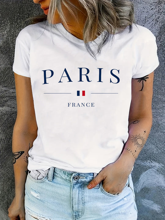 Paris Print Kurzarm-T-Shirt