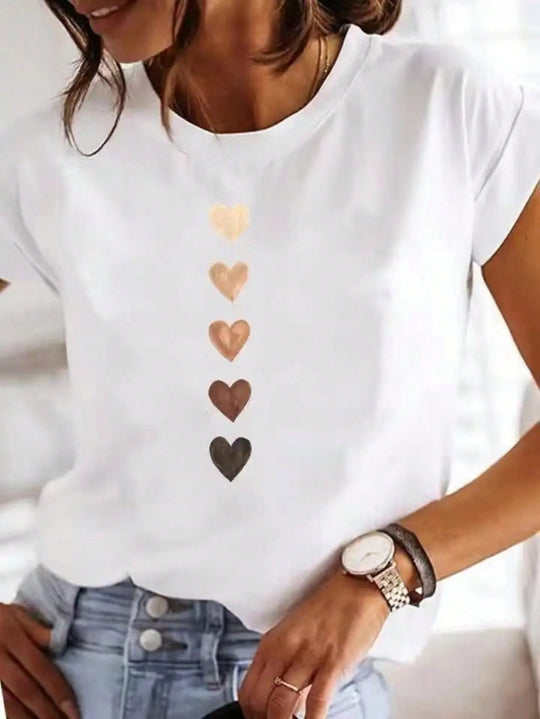 T-shirt with round neck and heart