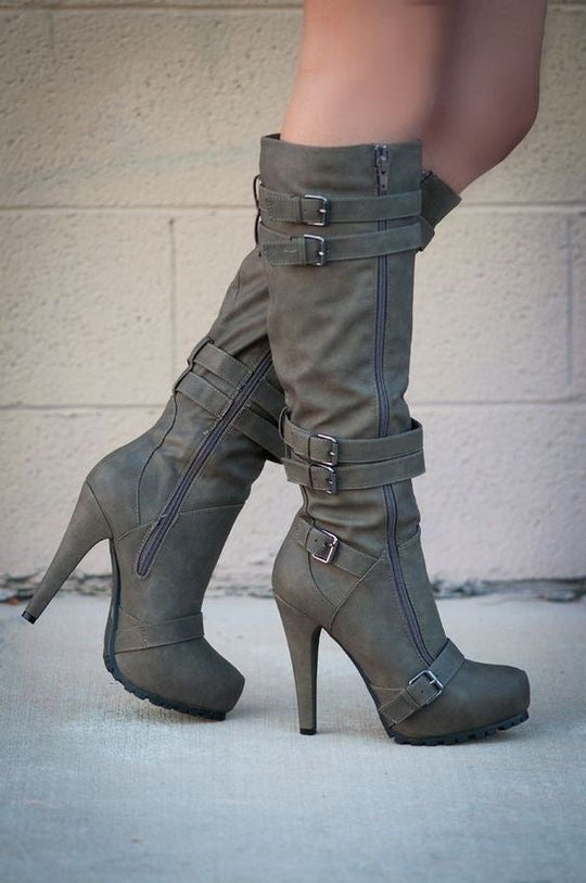 Knee-high platform boots for women