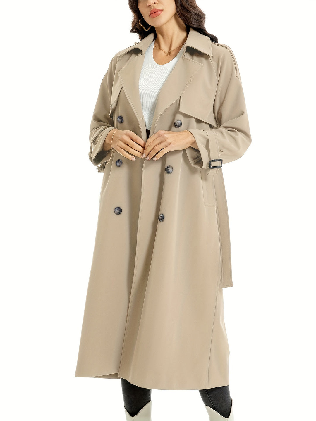 Women's trench coat with double belt