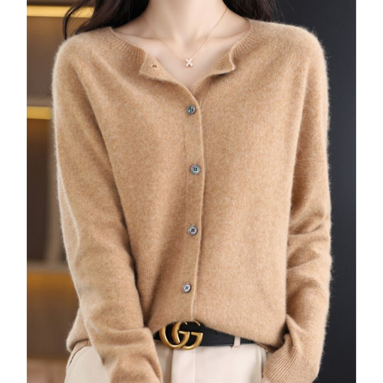 Super soft O-neck cardigan for women