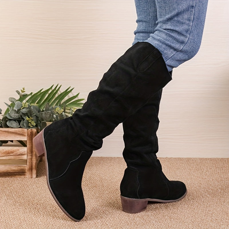 Long V-neck boots for women