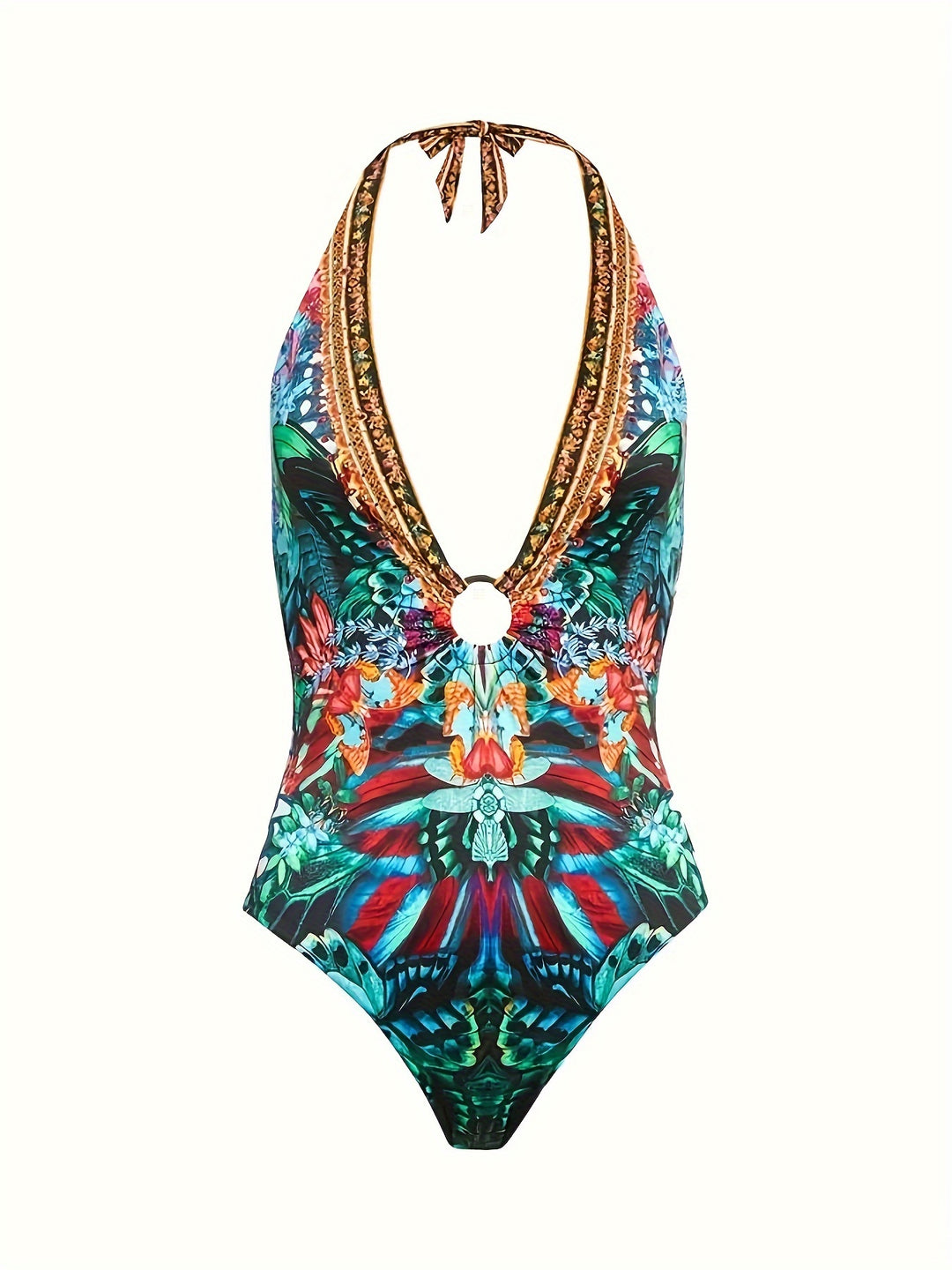 Halter Tie Backless One Piece Swimsuit