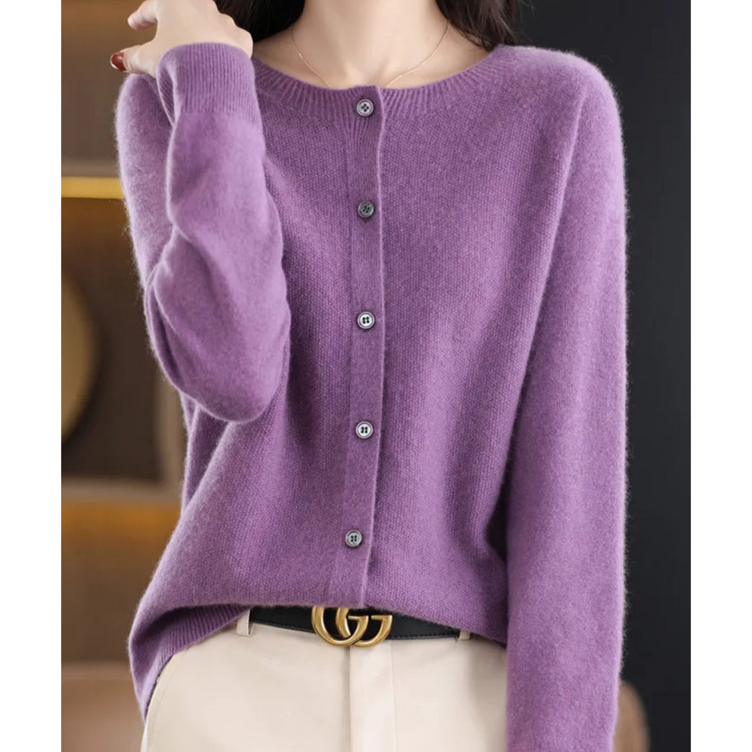 Super soft O-neck cardigan for women