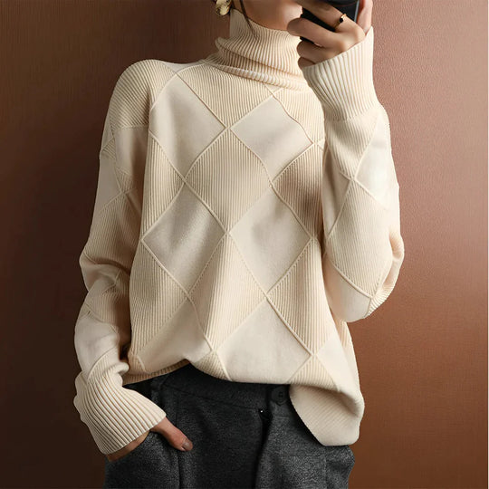 Eleganter dicker und warmer Strickpullover für Frauen