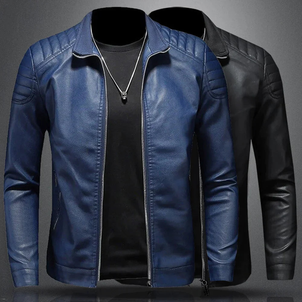 faux leather motorcycle jacket for men