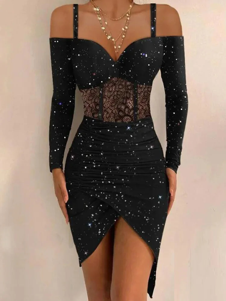 Slim Fleece Comfortable Glitter Dress