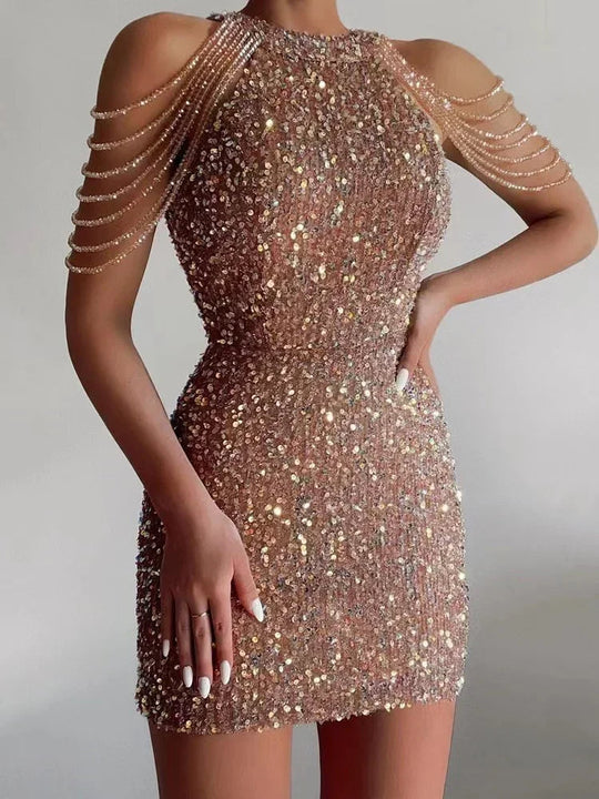 Glitzerkleid mit Trägern