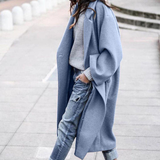 Warm-breasted faux trench coat for women