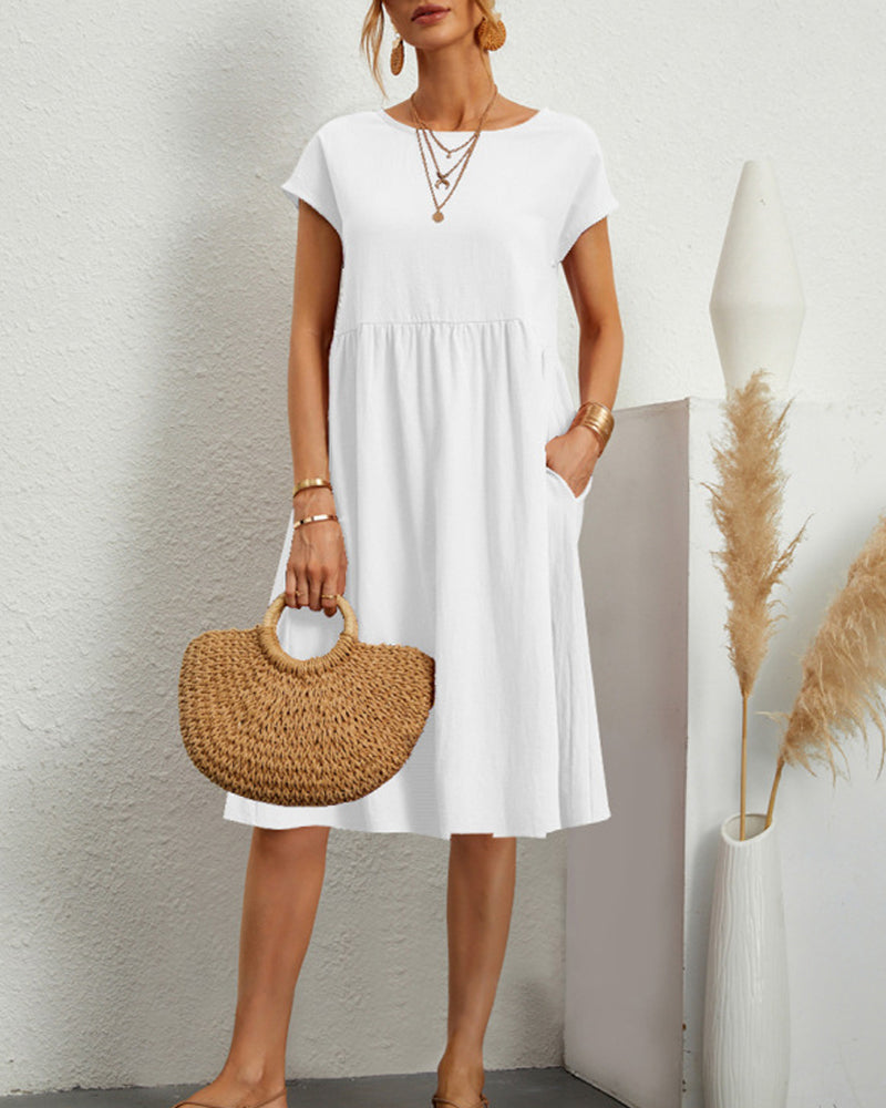 midi dress with round neckline