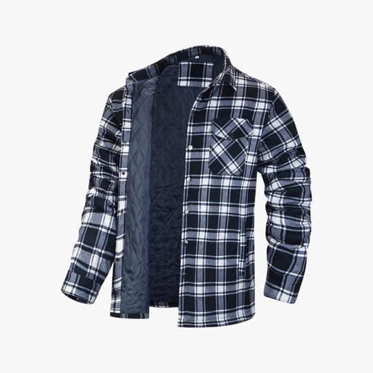 Checkered Quilted Shirt Jacket for Men