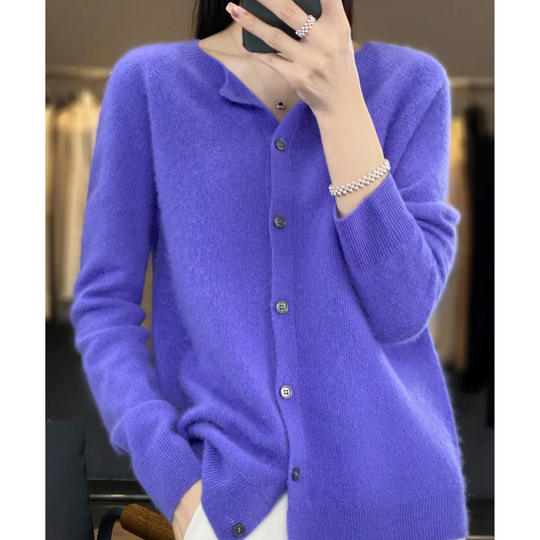 Super soft O-neck cardigan for women