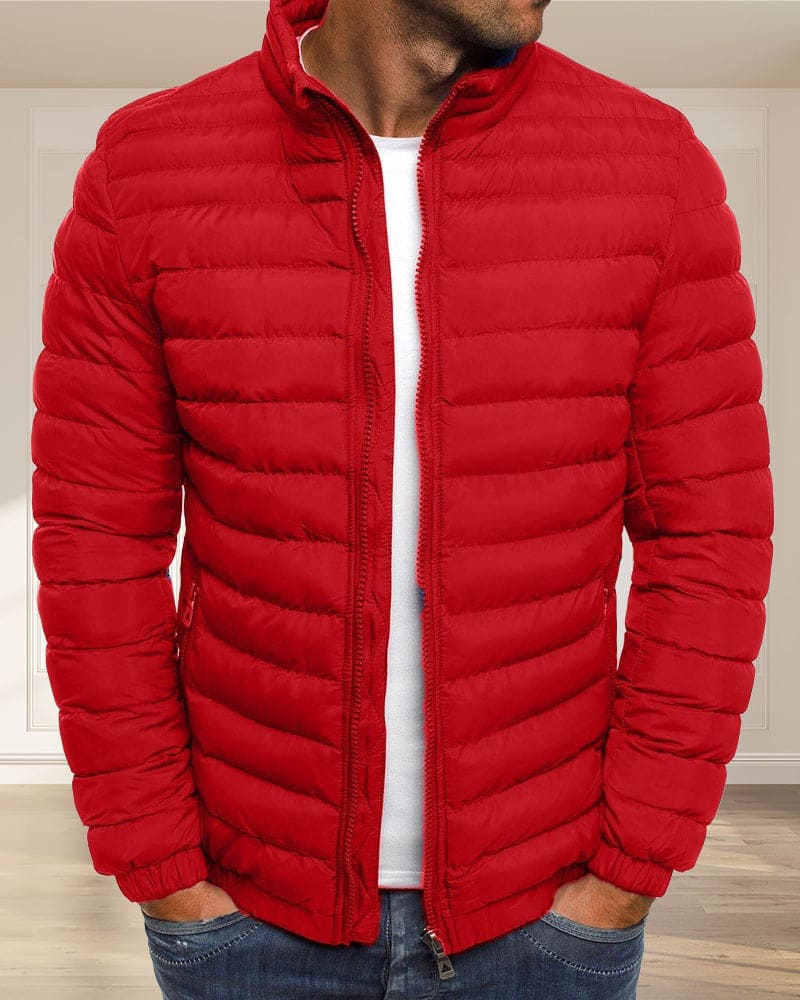 Solid-colored jacket with zipper