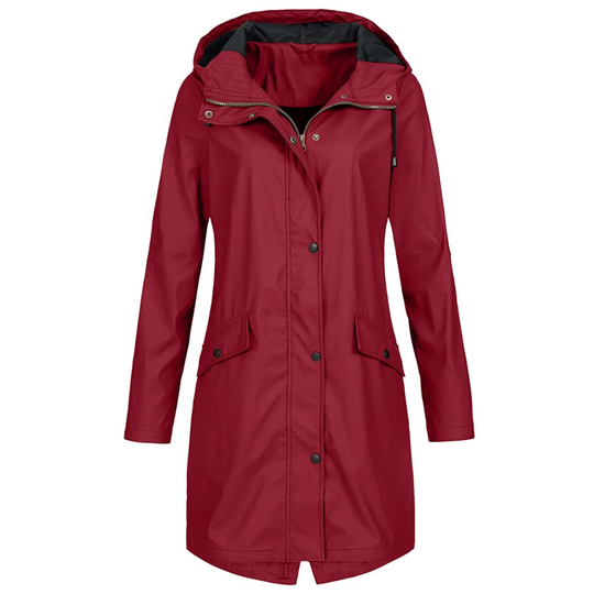 Long windproof trench coat with hood