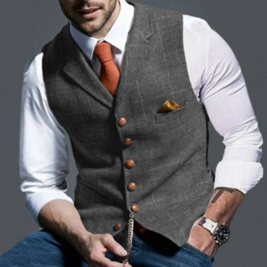 Elegant lightweight check vest for men