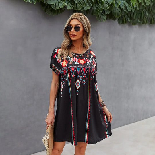 Boho-Kleid mit Stickerei