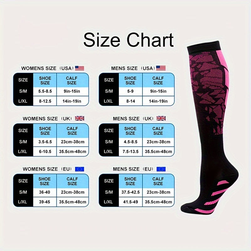 5 pairs of color blocking compression sports socks