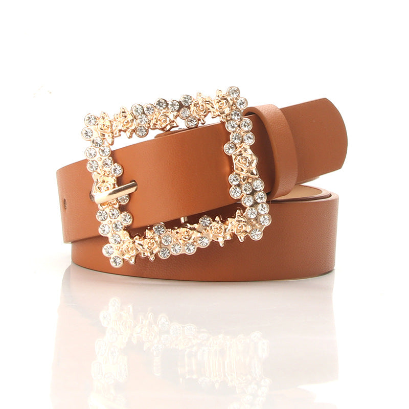 Rhinestone Pin Buckle Gürtel für Frauen