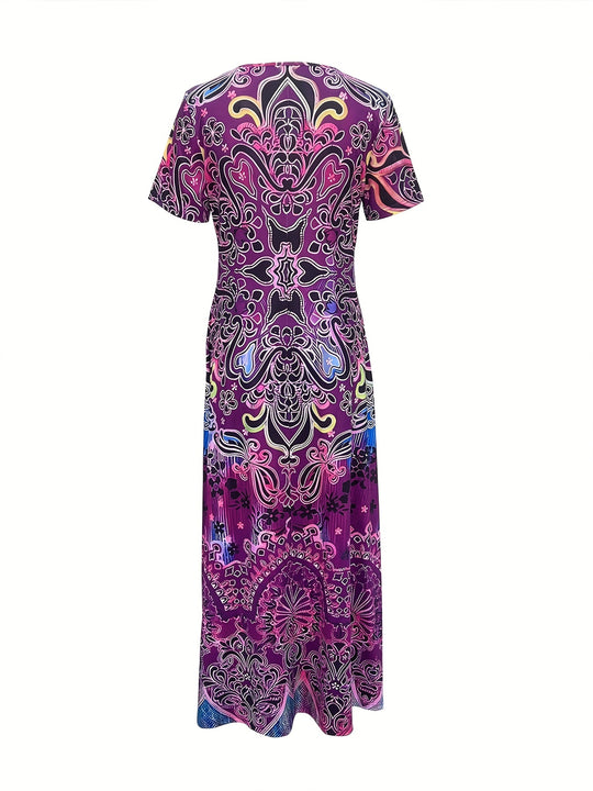 Ethnic Boho Floral Print Maxi Dress