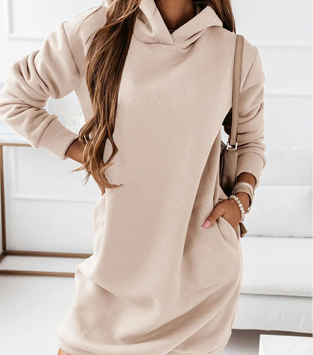 hooded dress with drawstring