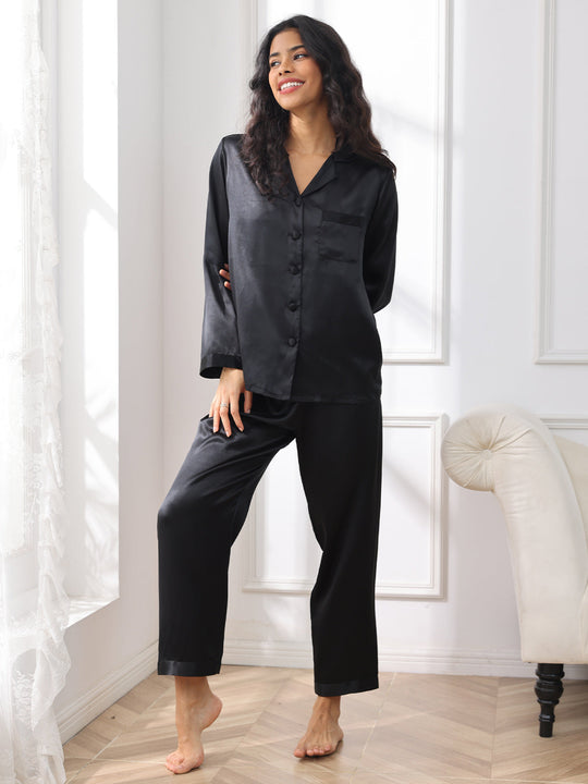 Luxurious pure silk pajama set with buttons