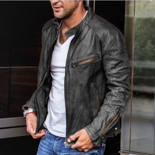 Weatherproof leather jacket for men 