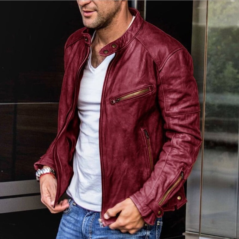 Weatherproof leather jacket for men 