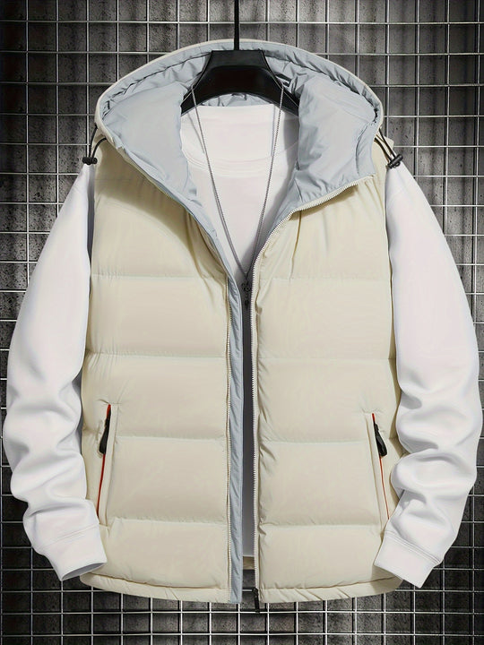 hooded pocket down vest jacket