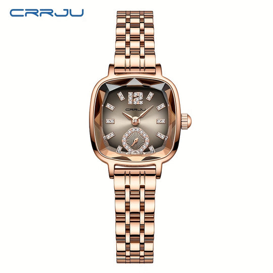 Luxurious quartz ladies watch with rhinestones