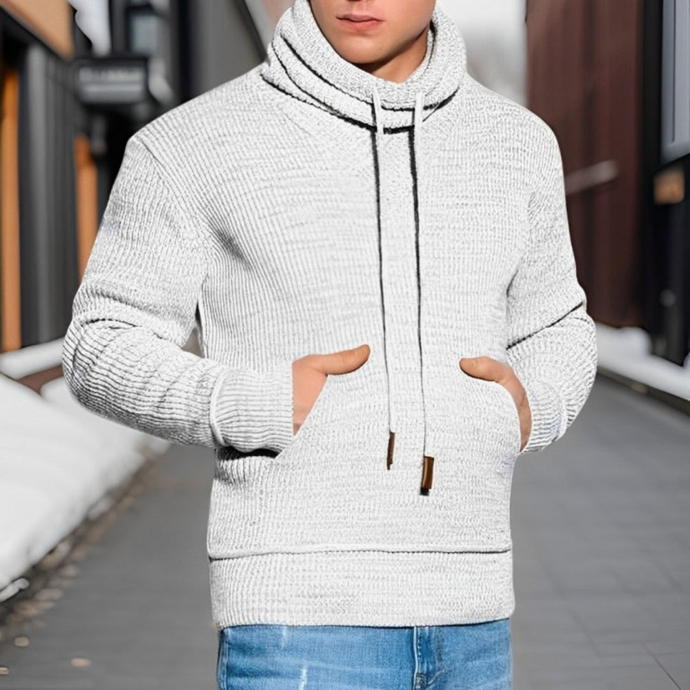 Men's turtleneck sweater with drawstring