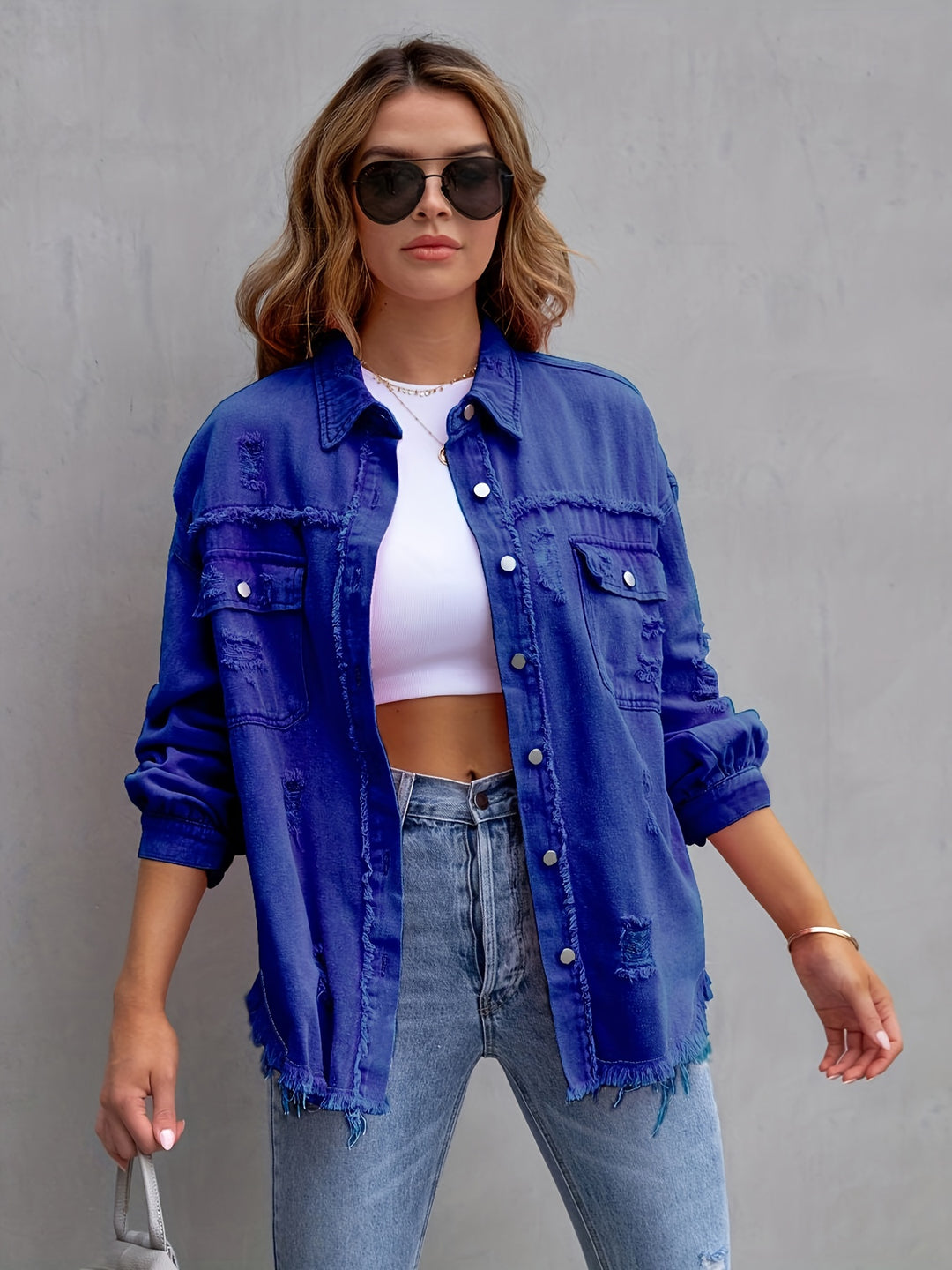 fringed denim jacket for women