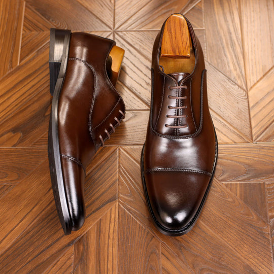 Men's Leather Cap Toe Oxford Shoes