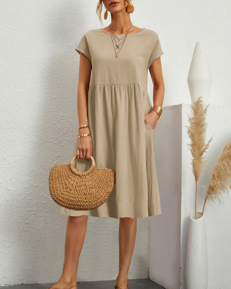 midi dress with round neckline