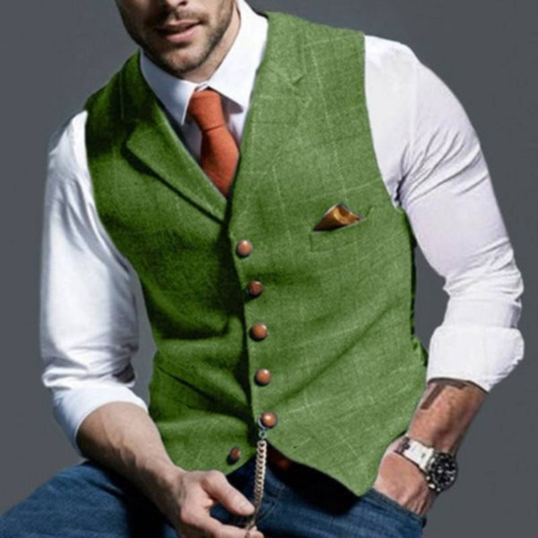 Elegant lightweight check vest for men