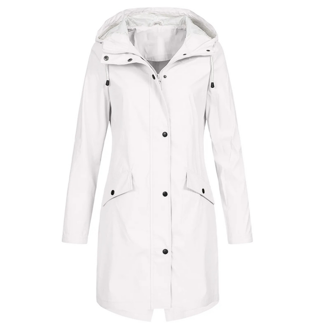 Long windproof trench coat with hood