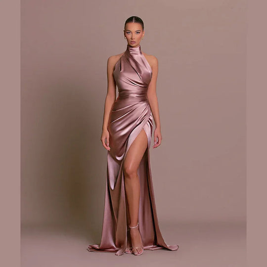 satin cocktail dress without back slit