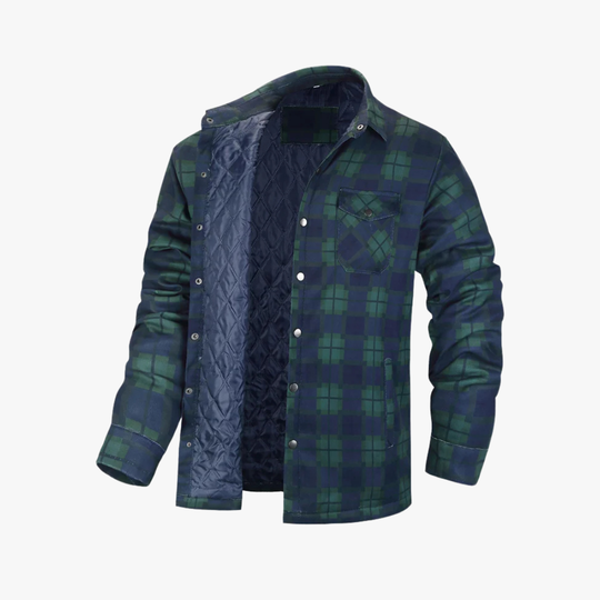 Checkered Quilted Shirt Jacket for Men