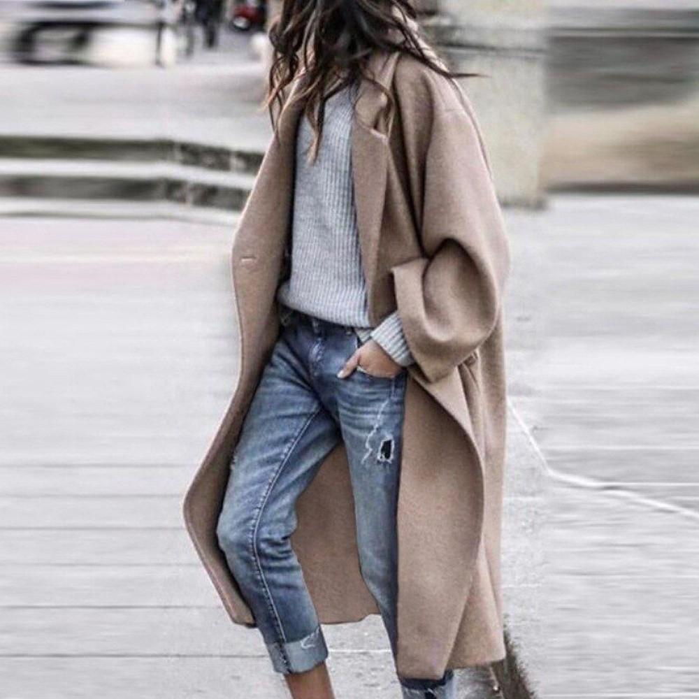 Warm-breasted faux trench coat for women