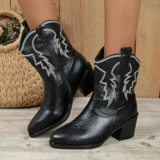 women's cowboy boots with block heel