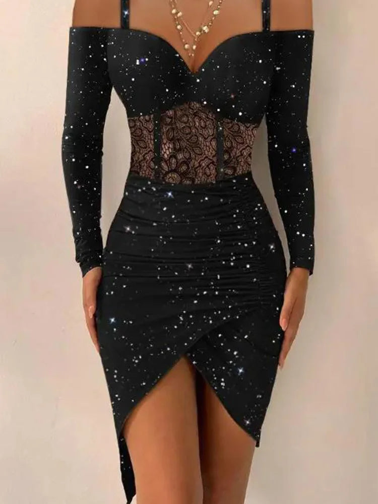 Slim Fleece Comfortable Glitter Dress