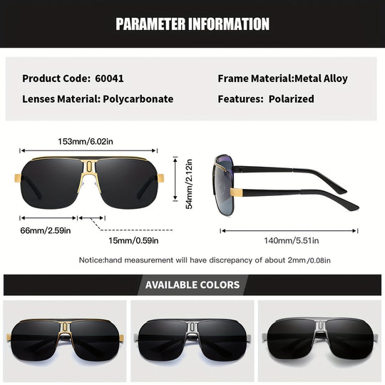 Polarisierte quadratische Sonnenbrille in Übergröße