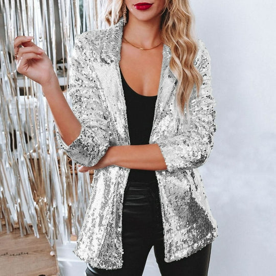 Sequin Blazer for Women with Open Front