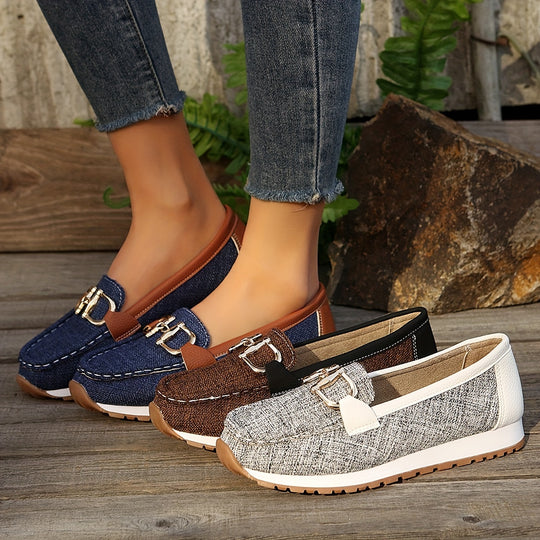 Metal Buckle Loafers for Women