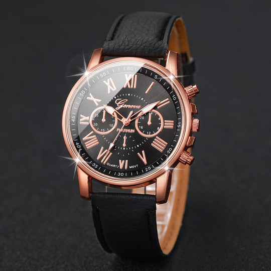 3-piece fashionable Roman round quartz watches