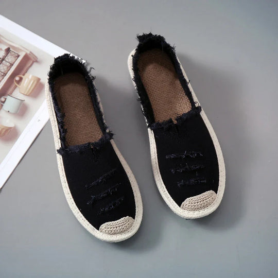 Espadrilles aus zerrissenem Canvas