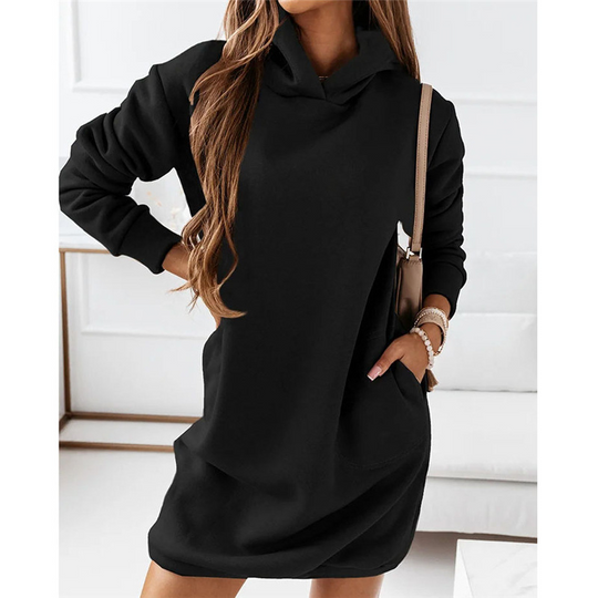 hooded dress with drawstring