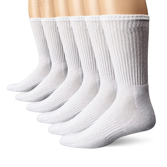 Men's Solid Cotton Short Crew Socks (6 Pairs)