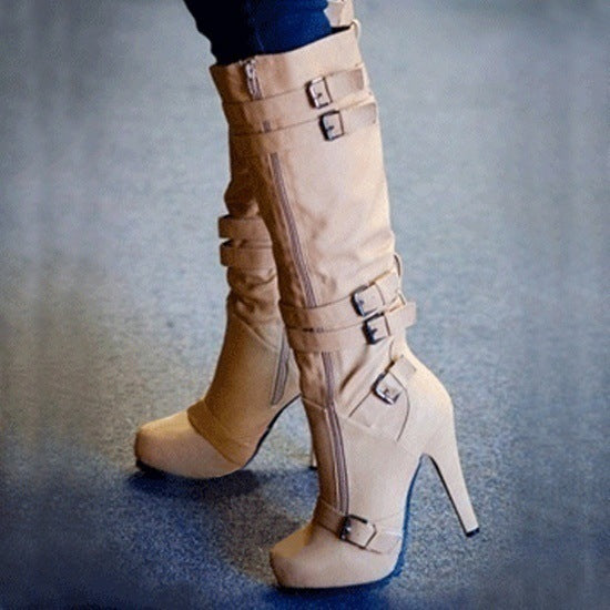 Knee-high platform boots for women