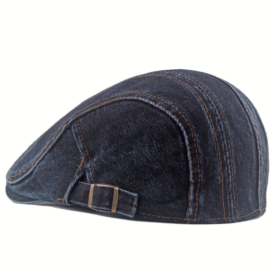 Washed Denim Newsboy Cap for Men